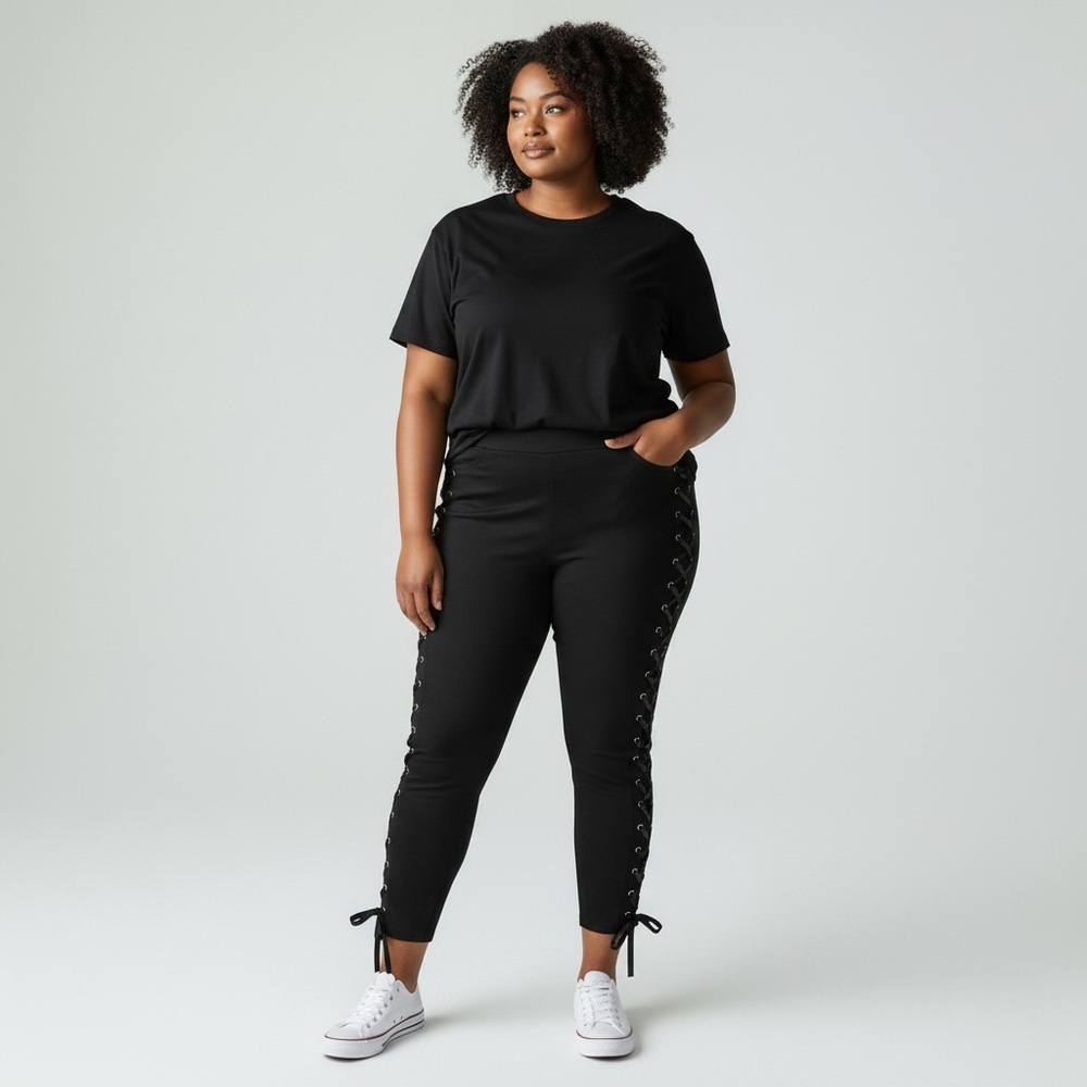 Torrid Women’s Black Lace Up Side Crop Leggings Size 3 or 22-24